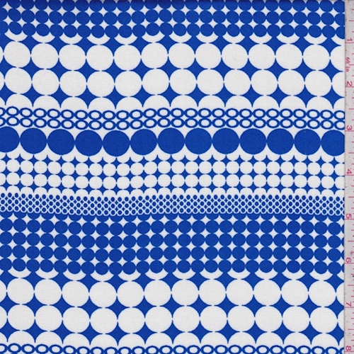 Royal/White Circle Stripe Rayon Challis
