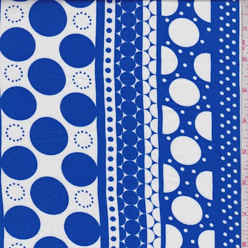 Royal/White Polka Dot Stripe Rayon Challis