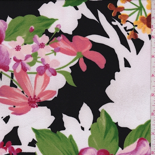 Black/White/Berry Multi Floral Textured Liverpool Knit