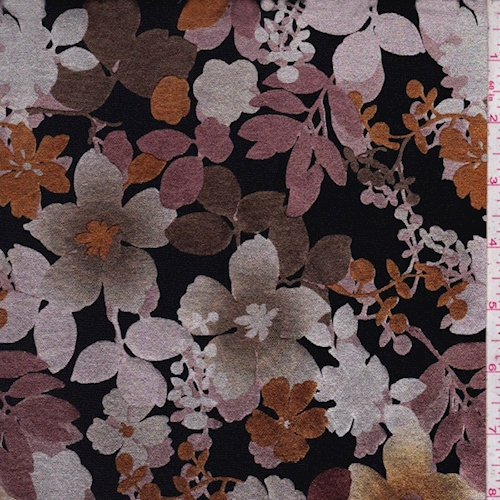 Black Multi Foil Floral Scuba Knit
