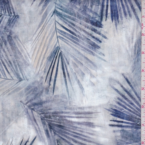 Grey/Slate Watercolor Frond Twill Decor Fabric