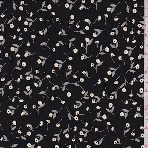 Black/Cream/Grey Mini Floral Challis