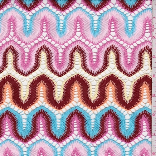 Maroon/Pink/Turquoise Wave Mesh/Lace