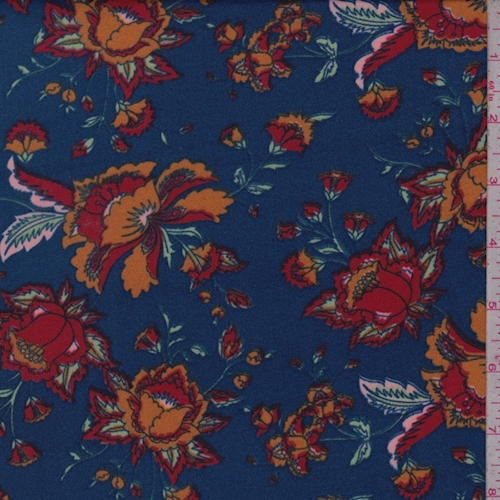 Sapphire Multi Stylized Small Floral Double Brushed Jersey Knit