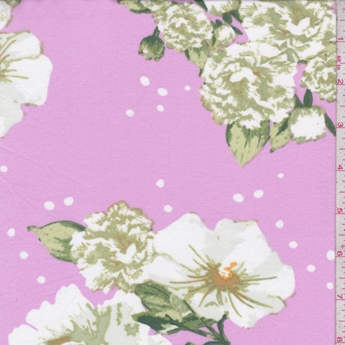 Pink Lilac/Sage Floral Double Brushed Jersey Knit