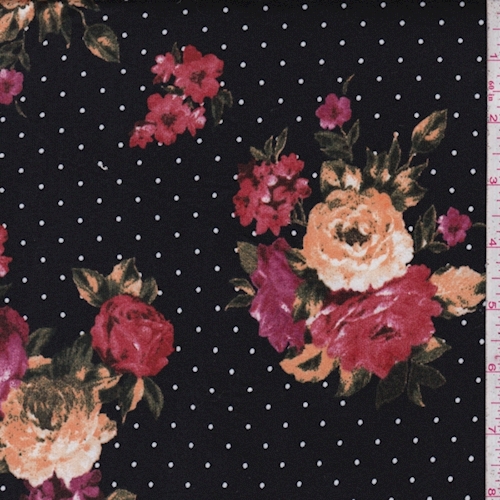 Black Floral Dot Double Brushed Jersey Knit