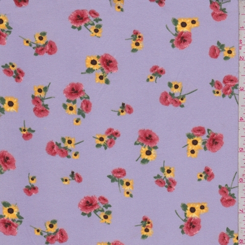 Lavender Mini Sunflower/Rose Double Brushed Jersey Knit