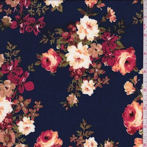 ITY Indigo Multi Floral Bouquet Jersey Knit
