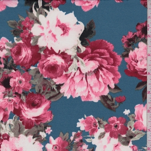 ITY Steel Blue/Pink Rose Jersey Knit