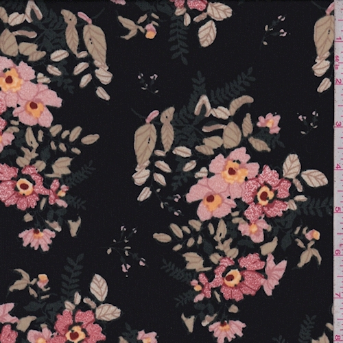 ITY Black Multi Floral Bouquet Jersey Knit