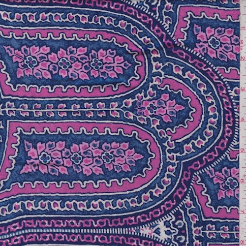 Fuchsia/Denim Deco Tile Crepon