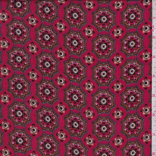 Berry Red Medallion Rayon Challis