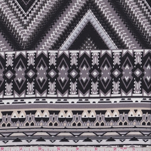 Black/Nickel/White Deco Chevron Rayon Challis