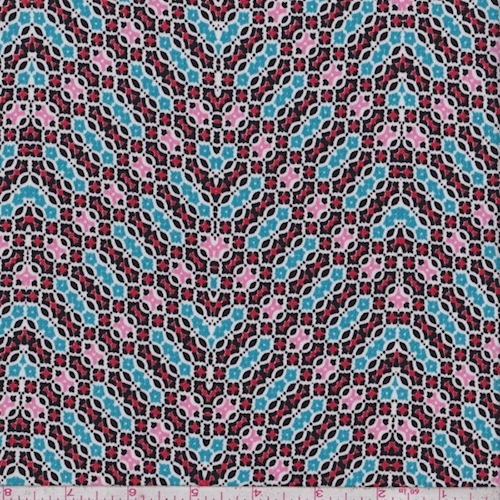 Black/Aqua Mini Medallion Chevron Techno Crepe Knit