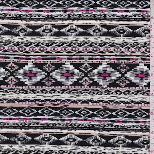 Black/White/Beige Diamond Aztec Stripe Challis