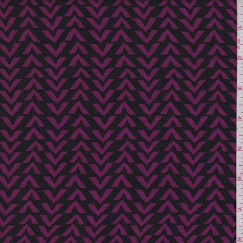 Black/Magenta Broken Chevron Rayon Challis