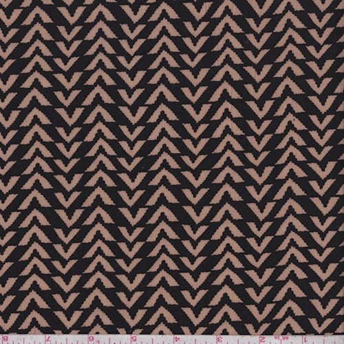 Black/Tan Broken Chevron Rayon Challis