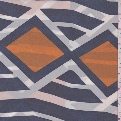 Chalk/Black/Marigold Art Deco Silk Crepe de Chine