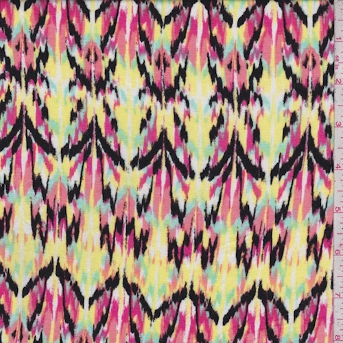 Lemon/Mint/Coral Ikat Abstract Jersey Knit