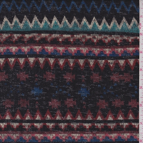Black/Spruce/Royal Aztec Stripe Sweater Knit