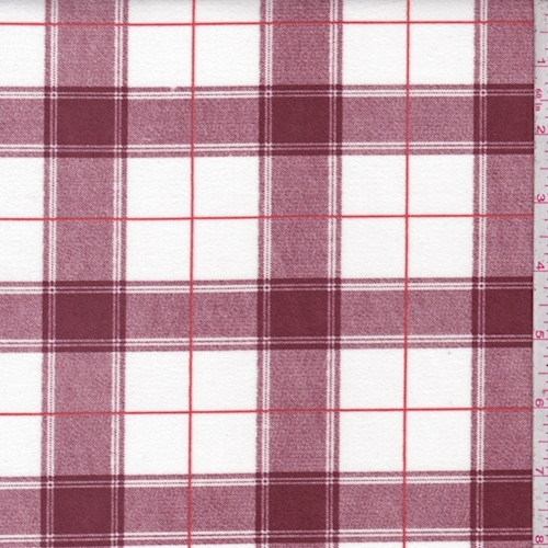 Maroon/Ivory Plaid Velveteen Decorating Fabric