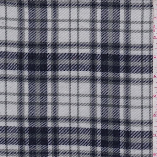 Pearl Grey/Navy/Pewter Plaid Flannel
