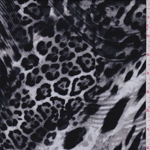 Black/Pale Grey Animal Print Rayon Challis