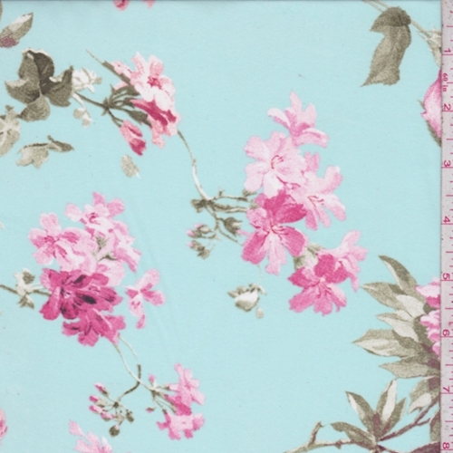 Mint/Fuchsia Floral Crepe Chiffon