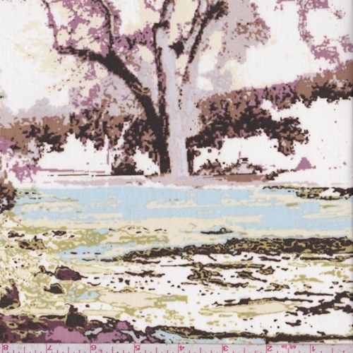 Ivory Multi Scenic Print Cotton