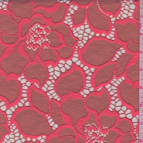 Cocoa/Day Glo Red Floral Canvas Deco Lace