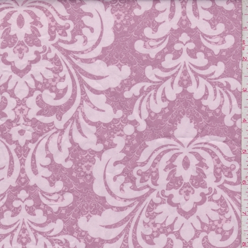 Dusty Mauve Scroll Medallion Twill Woven Home Decorating Fabric