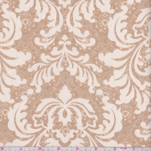 Golden Beige Scroll Medallion Twill Woven Home Decorating Fabric