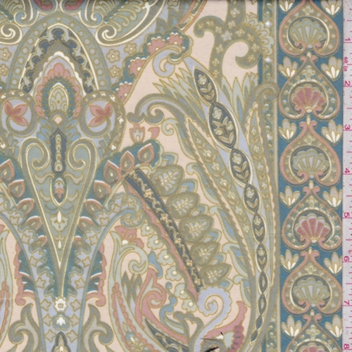 Ecru/Teal Multi Medallion Print Cotton