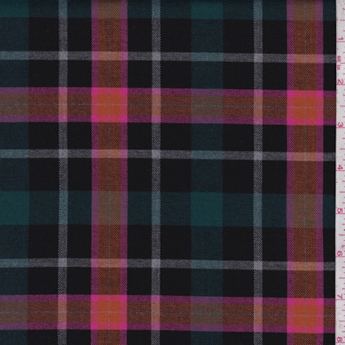 Black/Spruce/Orange Plaid Cotton