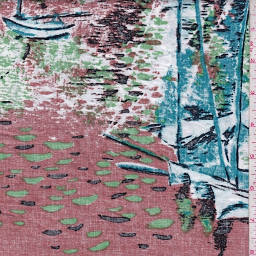 White Multi Yacht Print Cotton