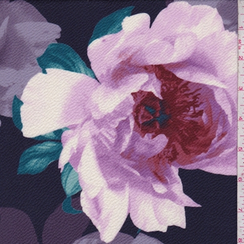 Dark Navy/Orchid Multi Large Floral Textured Liverpool Knit