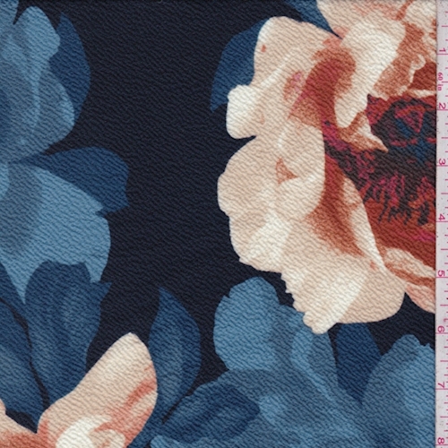 Navy/Beige Multi Large Floral Textured Liverpool Knit