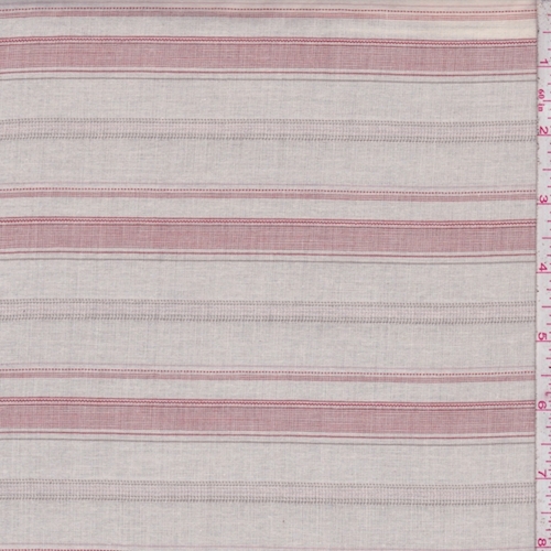 Dark Ecru/Brick Red Stripe Cotton Lawn