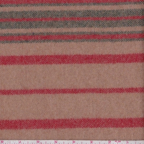Camel/Green/Red Stripe Felted Coating