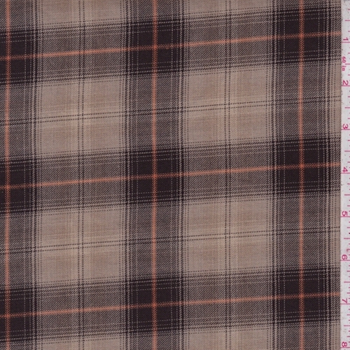 Tan/Mocha Plaid Cotton/Linen Home Decorating Fabric