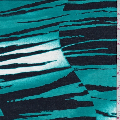 Teal/Black/White Zebra Rayon Crinkle