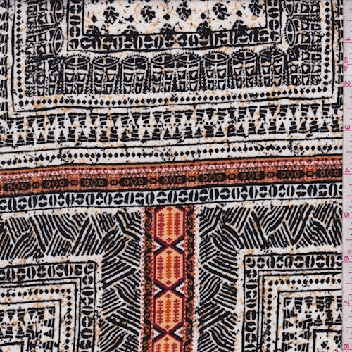 White/Black Deco Tile Rayon Crinkle