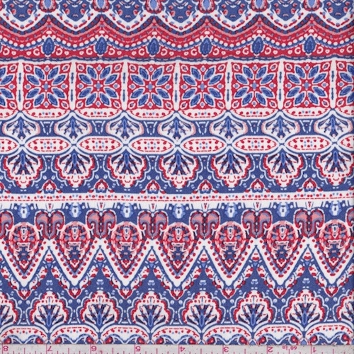 Violet/Red Moroccan Stripe Rayon Crepe Challis