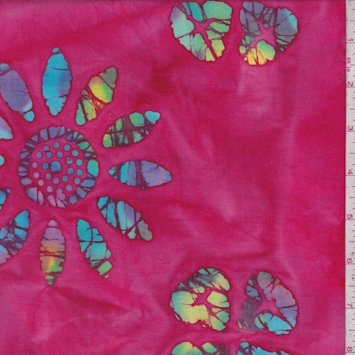 Berry Red Multi Floral Batik Print Cotton