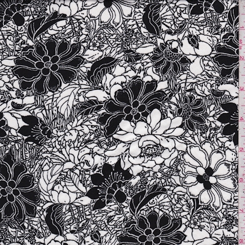 Black/White Floral Rayon Challis