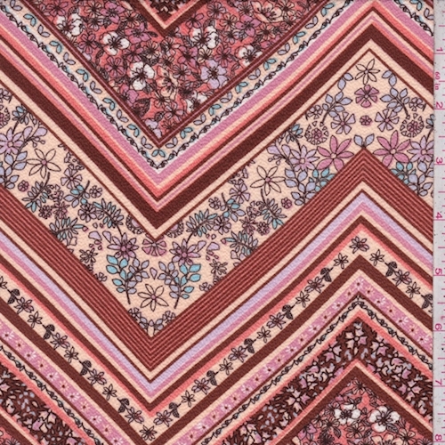 Coral/Nutmeg Multi Deco Chevron Pebble Crepe