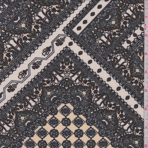 Almond/Ebony Multi Deco Tile Pebble Crepe