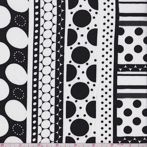 White/Black Polka Dot Stripe Rayon Challis