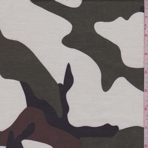 White/Moss/Timber Camo Print Linen Blend