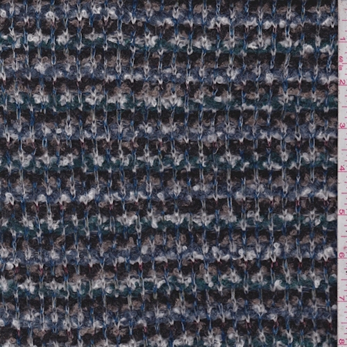 Blue/Taupe/Grey Wool Blend Boucle Sweater Knit